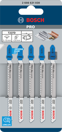 PRO Alu curve T227D Jigsaw Blade, 100 mm, 5 pcs Bosch PRO Alu curve T227D jigsaw blades 100 mm 5 pcs.