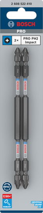 PRO Softwood and Stainless Steel Long Groove Double-Ended Impact Bit, PH2, 150 mm, 2 pcs Bosch PRO PH2 150mm double-ended impact bits 2-pack.