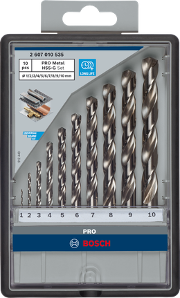 Bosch PRO Metal HSS-G Twist Drill Bit Set 10 pcs.