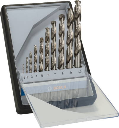 Bosch PRO Metal HSS-G Twist Drill Bit Set, 10 sizes.