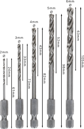 PRO Metal HSS-G Hex Twist Drill Bit Set, 5 pcs Bosch PRO Metal HSS-G Hex Twist Drill Bit Set, 5 sizes.