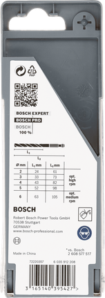 PRO Metal HSS-G Hex Twist Drill Bit Set, 5 pcs Bosch PRO Metal HSS-G hex twist drill bit set 3/8″ 5 pcs.