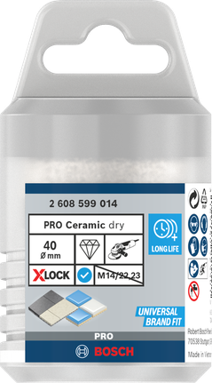Bosch PRO Ceramic dry Core Cutter 40 mm X-Lock for tiles.