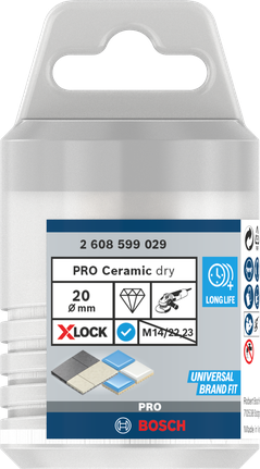Bosch PRO Ceramic dry Core Cutter 20 mm X-LOCK for tiles.