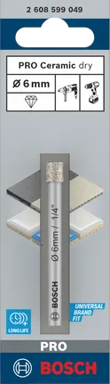 Bosch PRO Ceramic dry 6 mm drill bit.