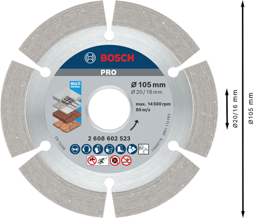 Bosch PRO Multi Material Diamond Disc 105x20/16 mm.