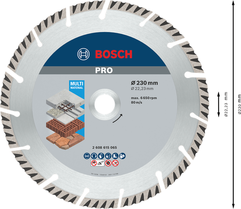 PRO Multi Material Diamond Disc, 230 x 22.23 mm Bosch PRO Multi Material Diamond Disc, 230 mm.