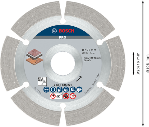 Bosch PRO Stone Diamond Disc 105 mm for stone cutting.