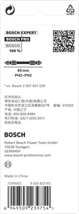 PRO Softwood and Stainless Steel Long Groove Double-Ended Impact Bit, PH2, 65 mm, 2 pcs Bosch PH2 double-ended impact bit 65 mm 2-pack.