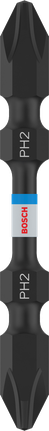 PRO Softwood and Stainless Steel Long Groove Double-Ended Impact Bit, PH2, 65 mm, 2 pcs Bosch PRO Softwood and Stainless Steel PH2 double-ended bit 65mm.