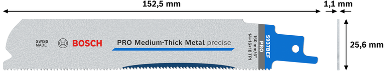 Bosch PRO Medium-Thick Metal precise S937BEF blade, 150 mm.