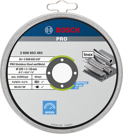 Bosch PRO stainless steel and metal cutting disc 105 mm.