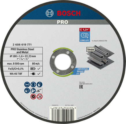 Bosch PRO stainless steel and metal bonded cutting disc.