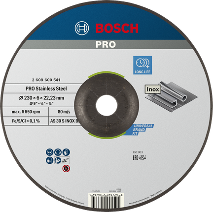 Bosch PRO stainless steel grinding disc for Inox, 230 mm.