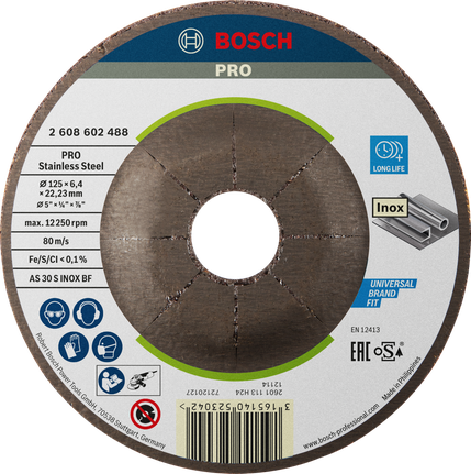 Bosch PRO stainless steel grinding disc 125 mm for Inox.