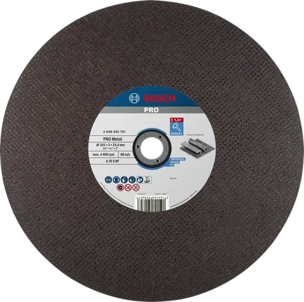 PRO Metal Cutting Disc, 355 x 3 x 25.4 mm Bosch PRO Metal Cutting Disc 355 mm for metal cutting.