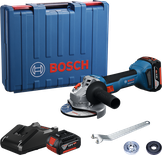Bosch GWS 18V-8 cordless angle grinder set with case.