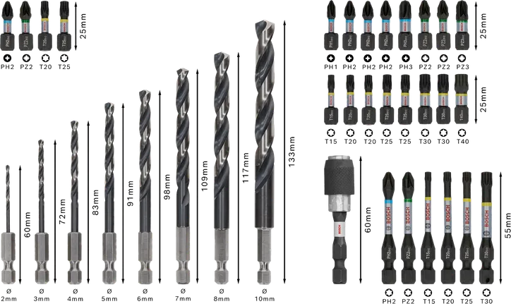 Bosch PRO Impact Metal Set, 35-piece display kit.