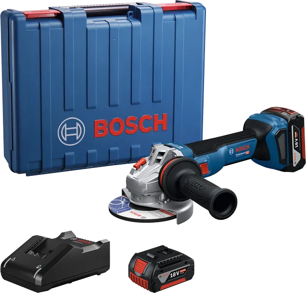 Bosch GWS 18V-11 angle grinder with case, battery and charger.