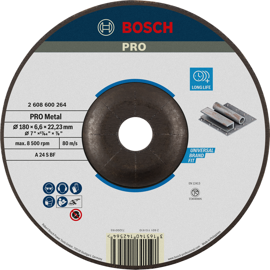 Bosch PRO Metal Grinding Disc A 24 S BF, 180 mm, long life.