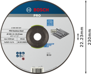 Bosch PRO stainless steel grinding disc, 230 mm.