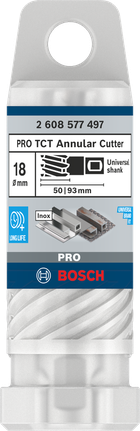 Bosch PRO Metal TCT Annular Cutter 18 mm for metal drilling.