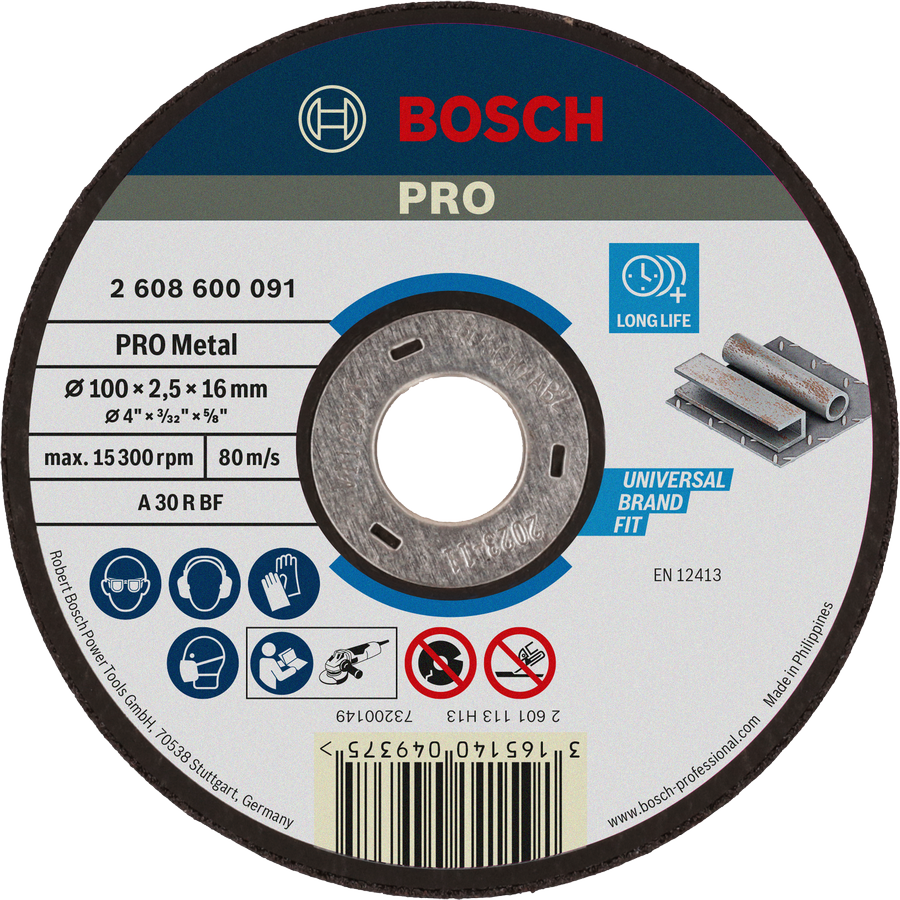 Bosch PRO Metal Cutting Disc 100 x 2.5 x 16 mm long life.
