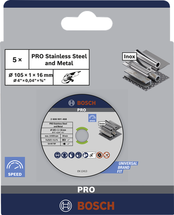 Bosch PRO stainless steel cutting disc 105×1×16 mm 5 pcs.