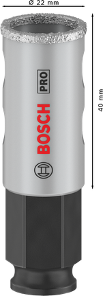 Bosch PRO Tile PC Plus Hole Saw 22 mm for tile cutting.