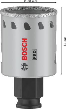 Bosch PRO Tile PC Plus Hole Saw 38 mm for hard tiles.