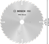 Bosch PRO Wood circular saw blade 254 mm for fine wood cutting.