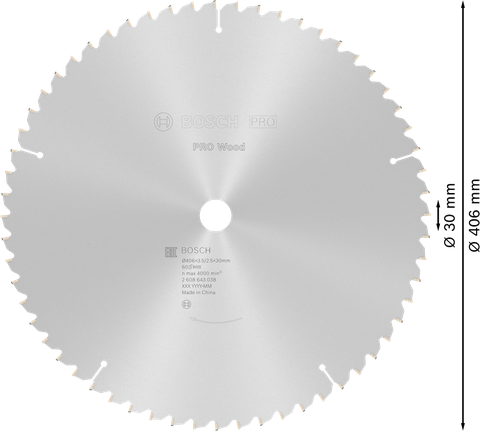 Bosch PRO Wood Circular Saw Blade 406 mm for precise wood cutting.
