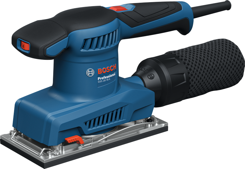 Bosch GSS 20-18 A orbital sander with dust box.