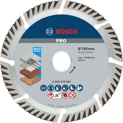 Object #200478145: 2608615061_bo_pro_u_f_1 Bosch PRO Multi Material Diamond Disc 150 mm for cutting.