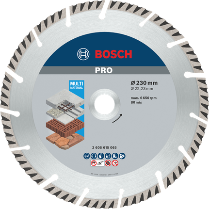 PRO Multi Material Diamond Disc, 230 x 22.23 mm Bosch PRO Multi Material Diamond Disc, 230 mm for cutting.