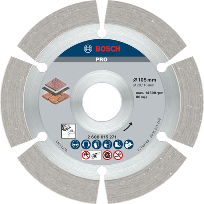Bosch PRO Stone Diamond Disc 105 mm for cutting stone.