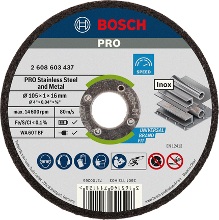 Bosch PRO stainless steel and metal cutting disc 105 mm.