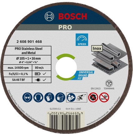 Bosch PRO stainless steel and metal cutting disc 105 mm.