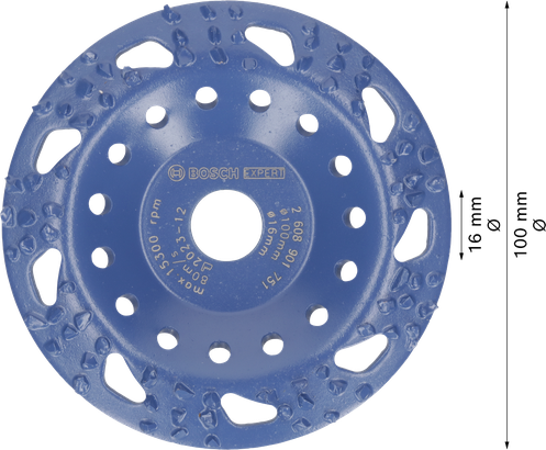 Bosch EXPERT Multi Material Carbide Grinding Head, coarse slanted 100 mm.