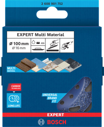 EXPERT Multi Material Carbide Grinding Head Medium, Slanted, 100 mm, 16 mm Bosch Expert Multi Material carbide grinding head 100 mm 16 mm.