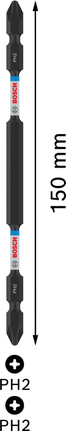 PRO Softwood and Stainless Steel Long Groove Double-Ended Impact Bit, PH2, 150 mm, 5 pcs Bosch PRO double-ended PH2 impact bit 150mm.
