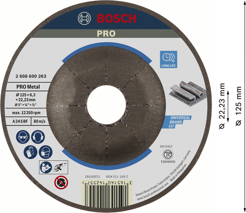 Bosch PRO Metal Grinding Disc 125 mm long life.