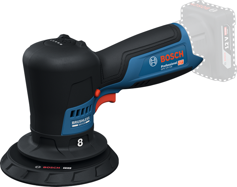 Bosch GPX 12V-125 cordless polisher with brushless motor.