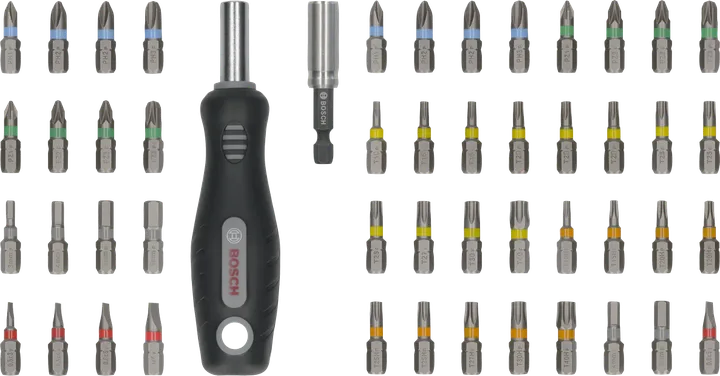 Bosch Extra Hard Screwdriver Bit Set 50 pcs for various screws.