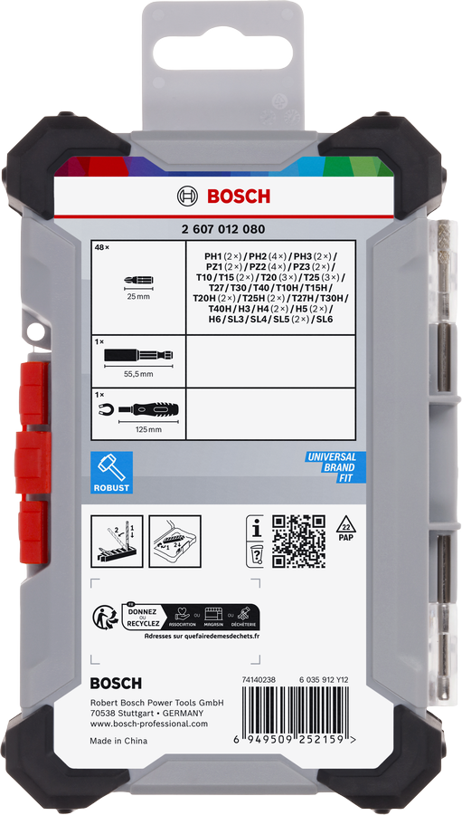 Bosch 50-piece extra hard screwdriver bit set.