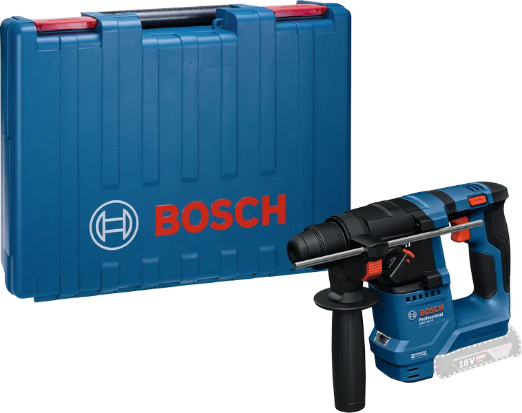 Bosch GBH 18V-18 cordless rotary hammer with case.