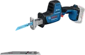 Bosch GSA 18V-24 cordless reciprocating saw with two blades.