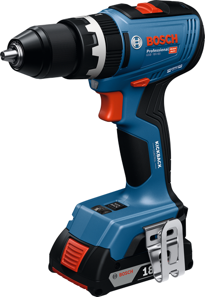Bosch GSB 18V-65 cordless impact drill with Kickback Control.