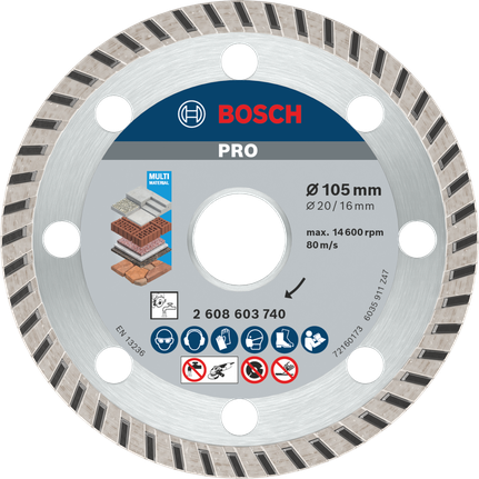 Bosch PRO Multi Material Diamond Disc 105mm for cutting.