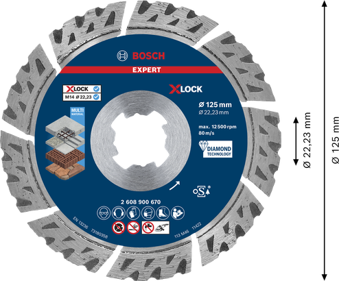 EXPERT Multi Material Bosch EXPERT MultiMaterial X-LOCK diamond cutting disc 125mm.